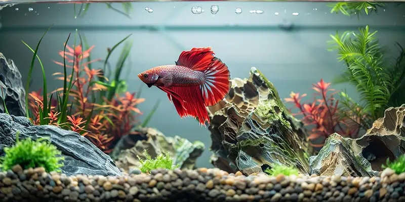 betta warrior in an aquarium