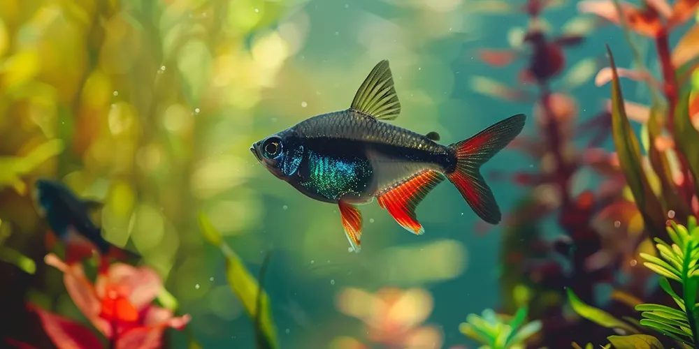 Neon Tetra Swimming in aquarium